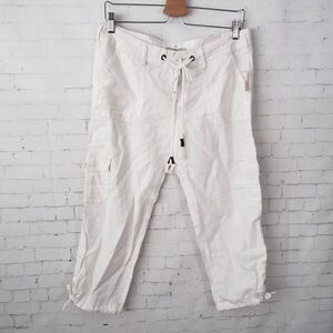Aeropostale Y2K Cropped Linen Pants Size 9 / 10 White Low Rise NEW Deadstock
